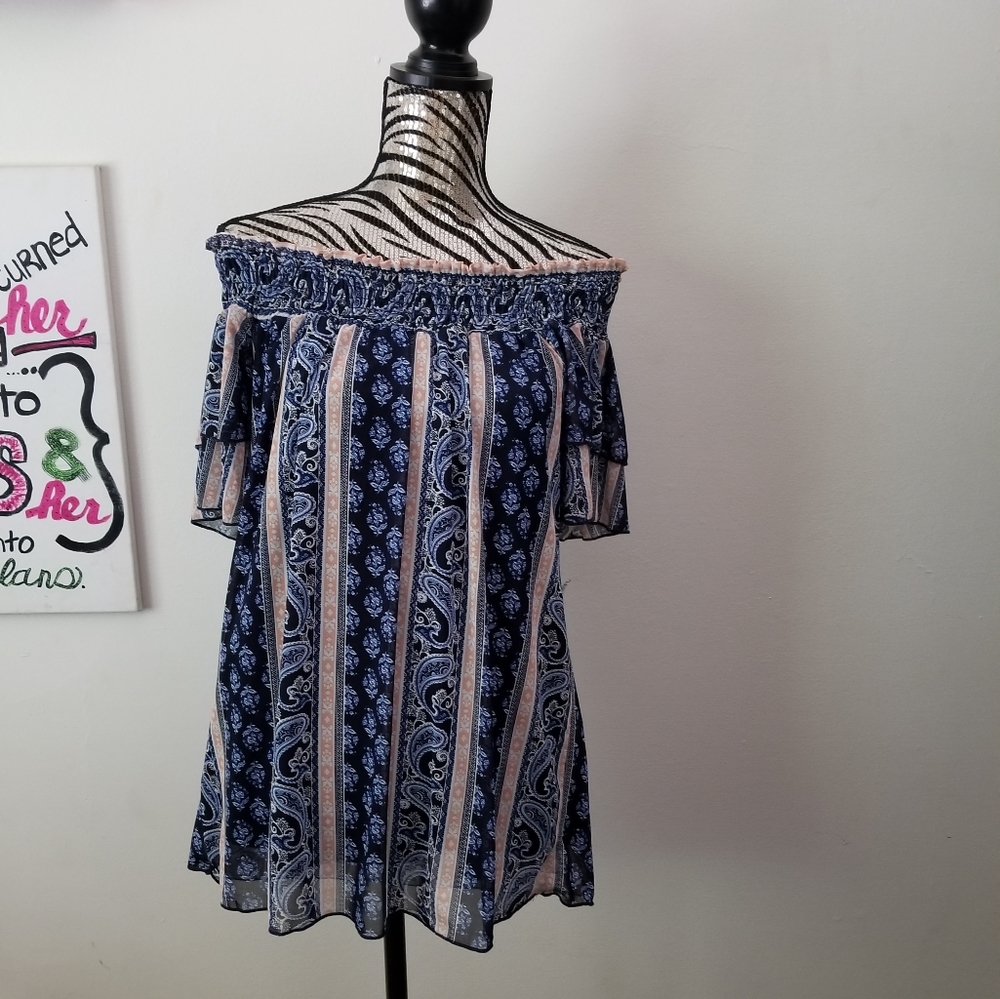 Ruffled Sleeve Off The Shoulder Blouse